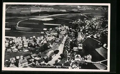 AK Schwarzenbach am Wald, Gesamtansicht, Fliegeraufnahme