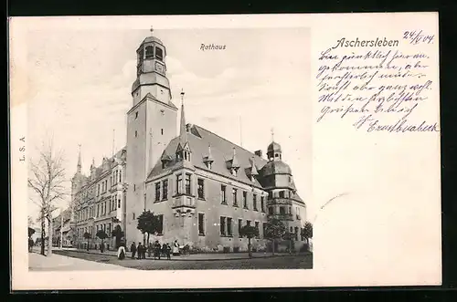 AK Aschersleben, Rathaus mit Strasse