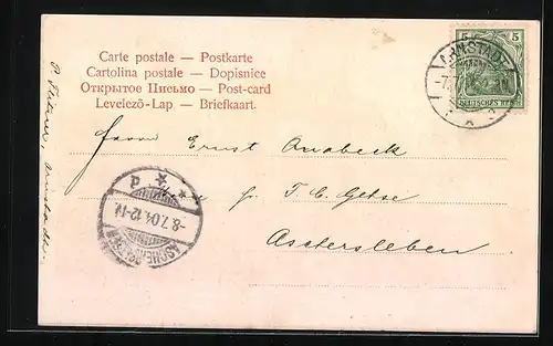 AK Arnstadt /Th., Marktplatz mit Rathaus und Post