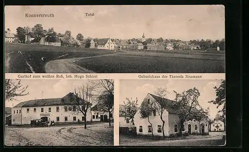 AK Konnersreuth, Totalansicht, Gasthof zum weissen Ross, Geburtshaus Theresia Neumann