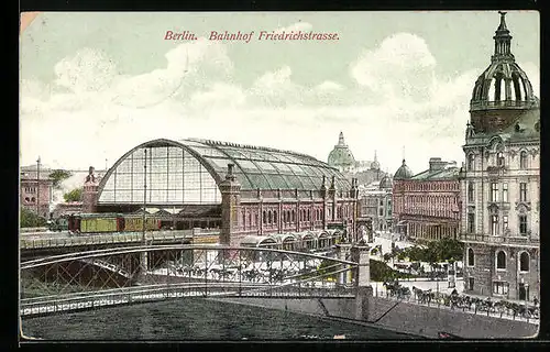 AK Berlin, Bahnhof Friedrichstrasse aus der Vogelschau