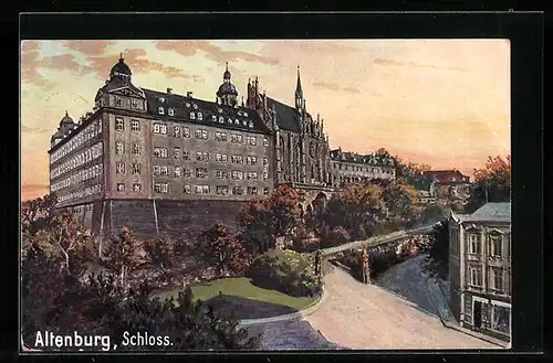 Künstler-AK Altenburg, Blick auf das Schloss