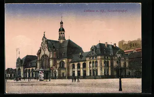 AK Coblenz a. Rh., Blick auf den Hauptbahnhof