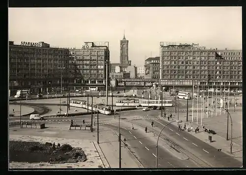 AK Berlin, Blick auf den Alexanderplatz, Strassenbahn