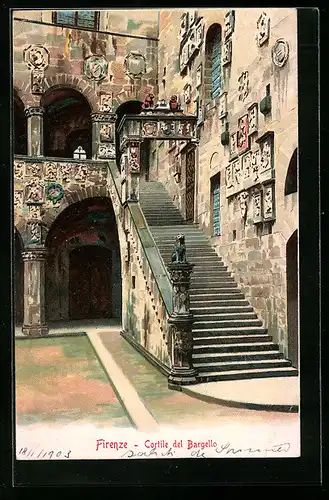 Lithographie Firenze, Cortile del Bargello