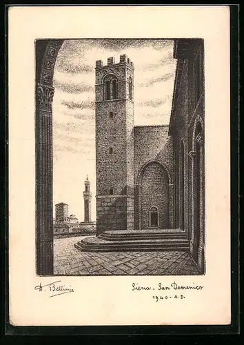 Künstler-AK Siena, San Domenico 1940
