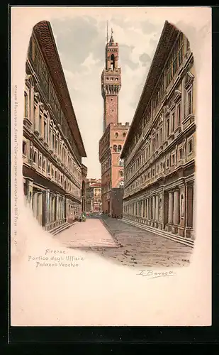 AK Firenze, Portico degli Uffizie e Palazzo Vecchio