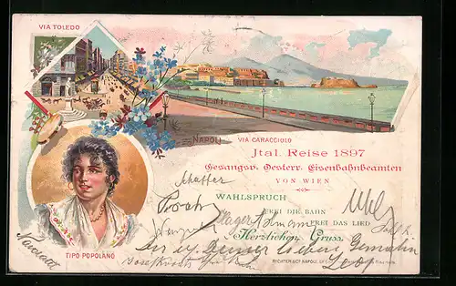 Lithographie Napoli, Via Caracciolo, Via Toledo