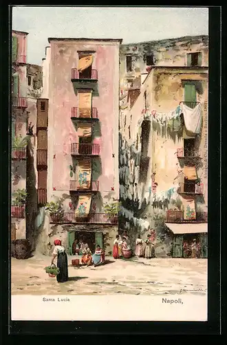 Künstler-AK Napoli, Santa Lucia