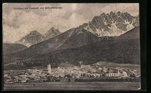 AK Innichen, Panorama mit Haunold und Schusterspitze