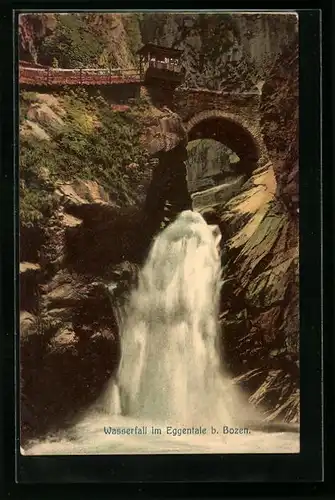 AK Eggental bei Bozen, Blick auf den Wasserfall
