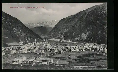 AK Predazzo, Ortsansicht aus der Vogelschau