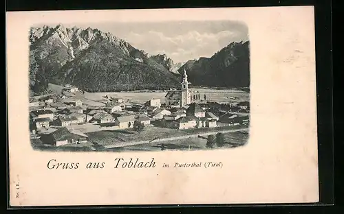 AK Toblach im Pustertal, Ortsansicht aus der Vogelschau