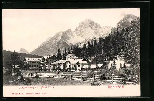AK Schluderbach, Panorama und Hohe Gaisl, Ampezzotal