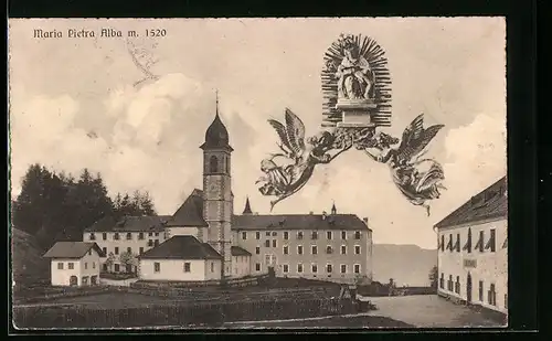 AK Maria Pietra Alba, Ortsansicht mit Kirche und Marienbildnis