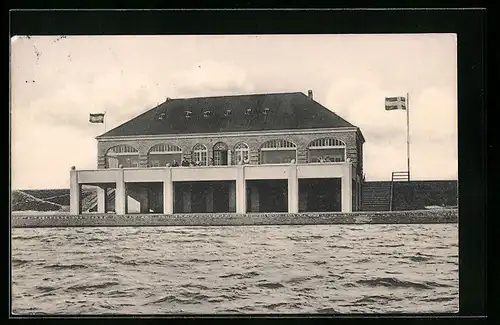 AK Rüstringen, Strandhalle mit Uferpartie