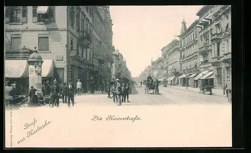 AK Karlsruhe, Menschen auf der Kaiserstrasse