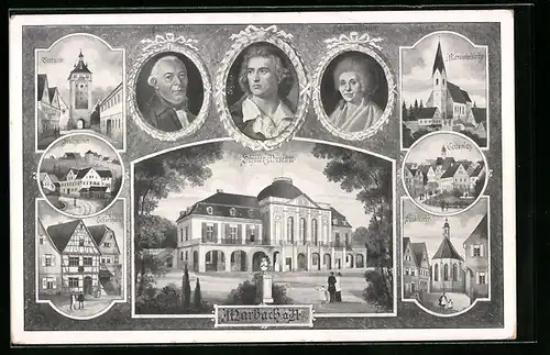 AK Marbach a. N., Schiller-Museum, Alexanderkirche, Stadtkirche