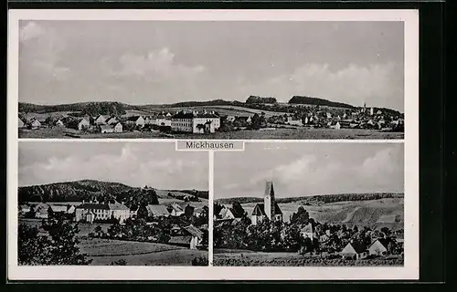 AK Mickhausen, Ortsansicht mit Kirche