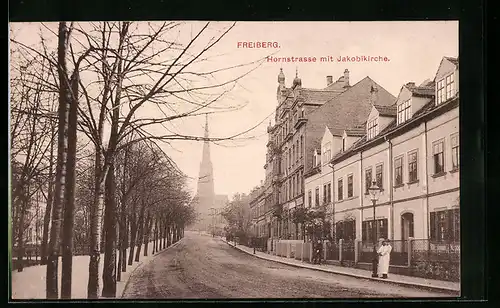 AK Freiberg, Hornstrasse mit Jakobikirche