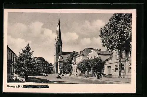 AK Marne i. H., Platz mit Kirche