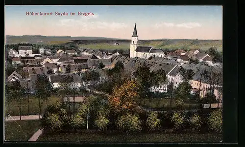 AK Sayda /Erzgeb., Ortsansicht aus der Vogelschau