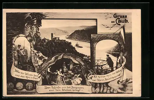 AK Caub, Winzer, Bergmänner, Schiffslotse