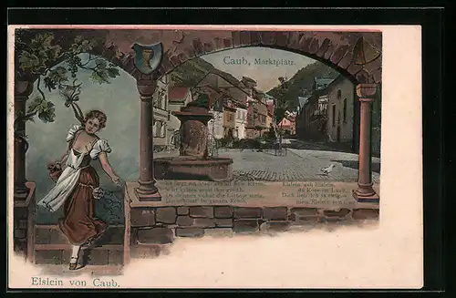 AK Caub, Elslein von Caub, Marktplatz