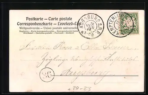 Relief-AK Kempten im Allgäu, Blick auf die Burghalde