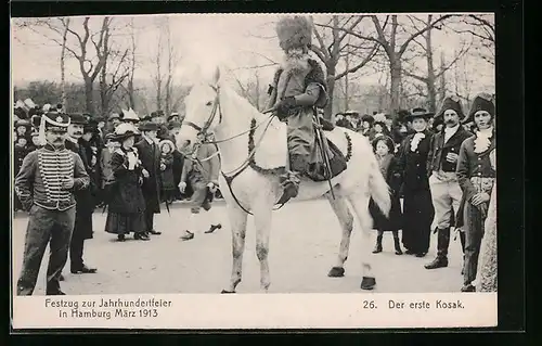 AK Hamburg, Festzug zur Jahrhundertfeier März 1913, Der erste Kosak