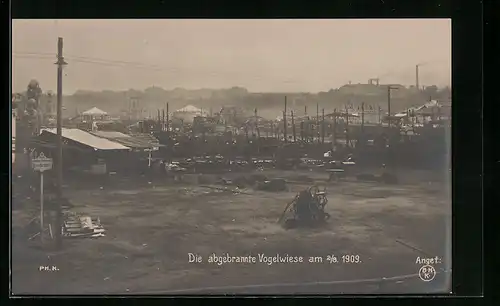 AK Die abgebrannte Dresdener Vogelwiese am 2.8.1909