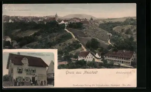 AK Neustadt /Waiblingen, Ortsansicht, Erholungsheim, Gasthaus z. Ochsen v. Theodor Maier