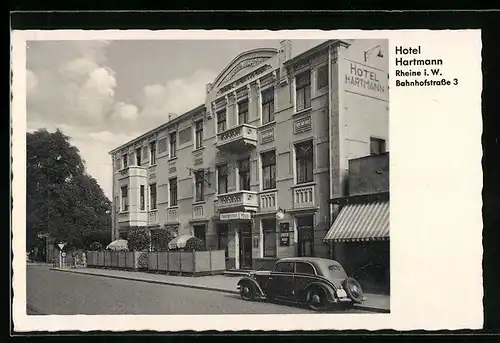 AK Rheine i. W., Hotel Hartmann, Bahnhofstrasse 3