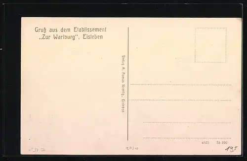 AK Eisleben, Vergnügungs-Etablissement Zur Wartburg, Bes.: A. Schade