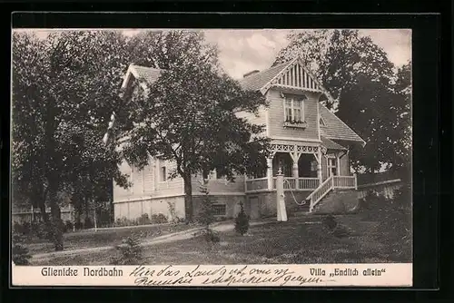 AK Glienicke Nordbahn, Hotel Villa Endlich allein