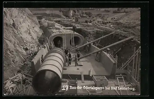 Foto-AK Bad Lauterberg, Bau der Odertalsperre