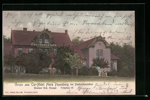 AK Papenberg bei Neuhaldensleben, Kur-Hotel Flora von Rob. Hampe
