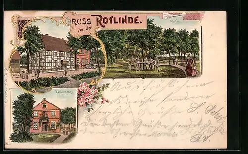 AK Soest, Gasthaus Rotlinde, Saaleingang, Garten