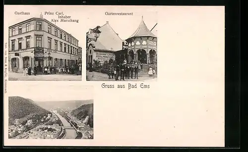 AK Bad Ems, Gasthaus Prinz Carl, Gartenrestaurant