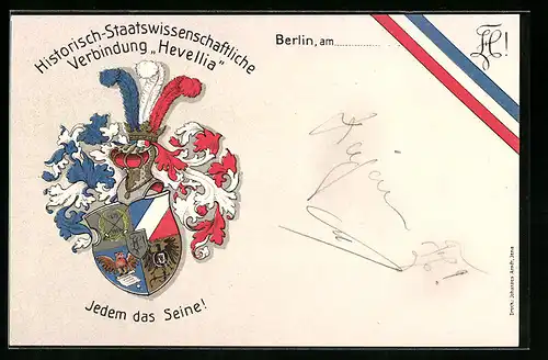 AK Berlin, Historisch-Staatswissenschaftliche Verbindung Hevellia, Studentenwappen