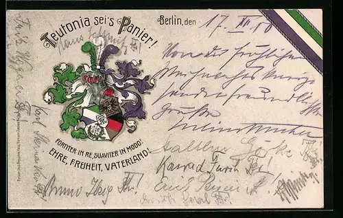 Präge-AK Berlin, Teutonia, Studentenwappen