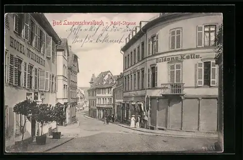 AK Bad Langenschwalbach, Adolf-Strasse mit Hotel Weidenhof