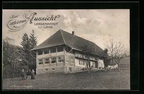 AK Langenhardt bei Lahr, Gasthaus zur schönen Aussicht Richard Fingado, Gebäudeansicht