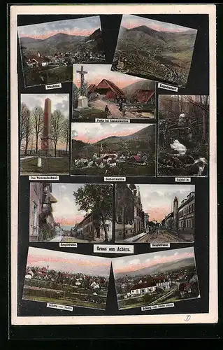AK Achern, Ortsansichten von Süden und Südwesten, Hauptstrasse, Ortsansichten Ottenhöfen, Kappelrodeck, Sasbachwalden
