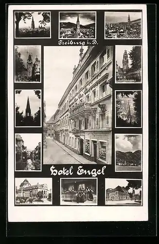AK Freiburg i. B., Ortsansichten, Ortspartien, Hotel Engel mit Strasse