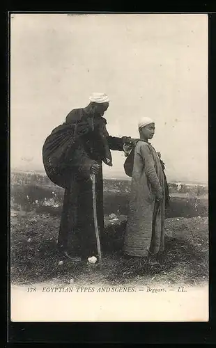 AK Egyptian Types and Scenes, Beggars, Landstreicher