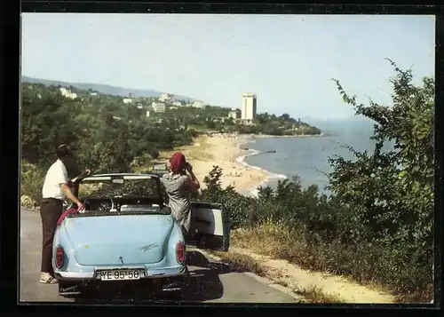 AK Varna, Ansicht der Schwarzmeerküste, Wartburg 312 Cabrio