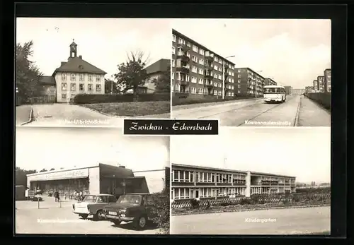 AK Zwickau-Eckersbach, Walter-Ulbricht-Schule, Konsum-Verkaufsstelle