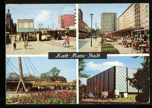 AK Karl-Marx-Stadt, Zentralhaltestelle, Rosenhof, Omnibusbahnhof