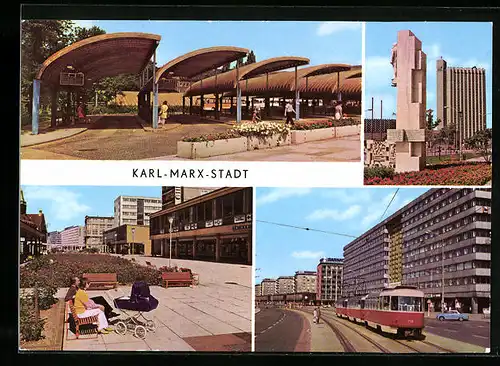 AK Karl-Marx-Stadt, Busbahnhof, Am Rosenhof, Strasse der Nationen